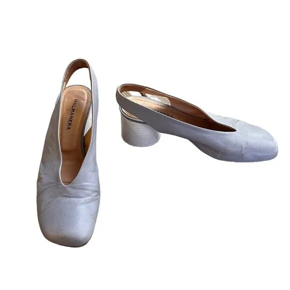 HALMANERA SLINGBACK SHOES LIGHT GREY LEATHER 39