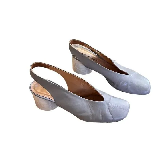 HALMANERA SLINGBACK SHOES LIGHT GREY LEATHER 39