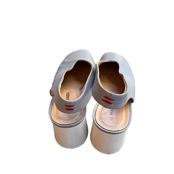 HALMANERA SLINGBACK SHOES LIGHT GREY LEATHER 39
