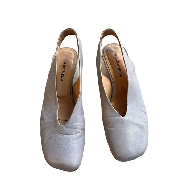 HALMANERA SLINGBACK SHOES LIGHT GREY LEATHER 39