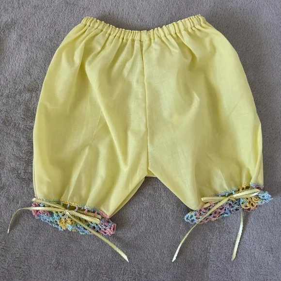 Handmade Yellow Baby Outfit Set with Embroidery