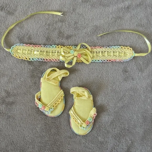 Handmade Yellow Baby Outfit Set with Embroidery