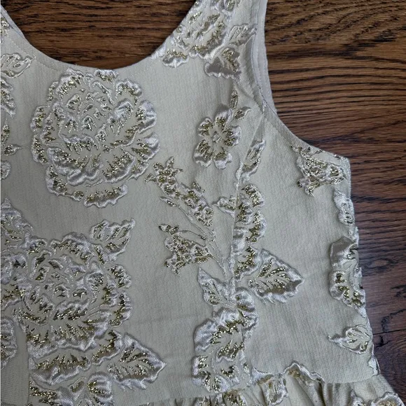 Hannah Banana Gold Elegant Shimmer Floral Girl’s Dress