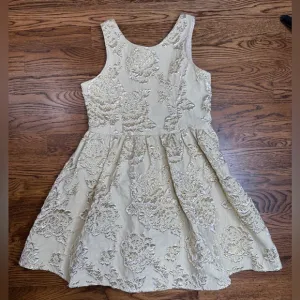 Hannah Banana Gold Elegant Shimmer Floral Girl’s Dress