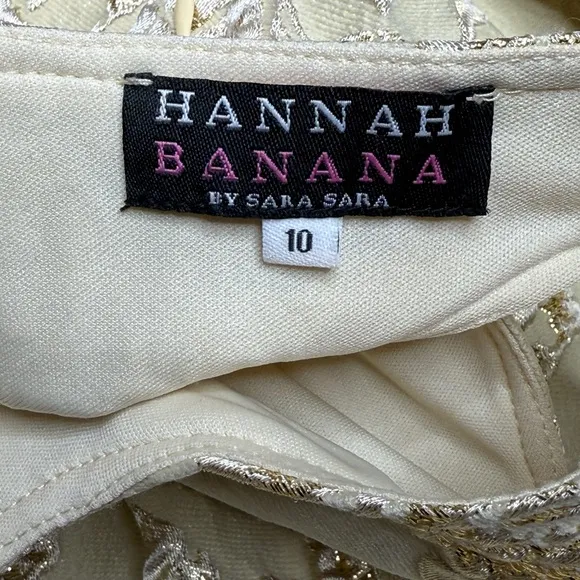 Hannah Banana Gold Elegant Shimmer Floral Girl’s Dress