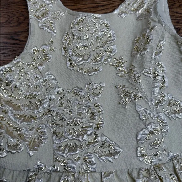 Hannah Banana Gold Elegant Shimmer Floral Girl’s Dress