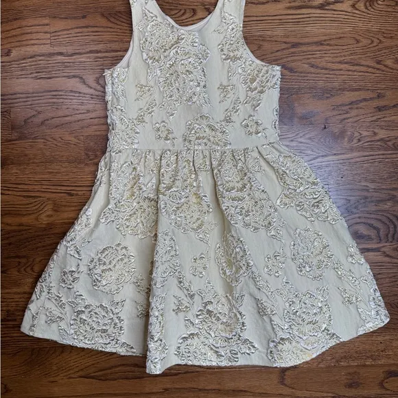 Hannah Banana Gold Elegant Shimmer Floral Girl’s Dress