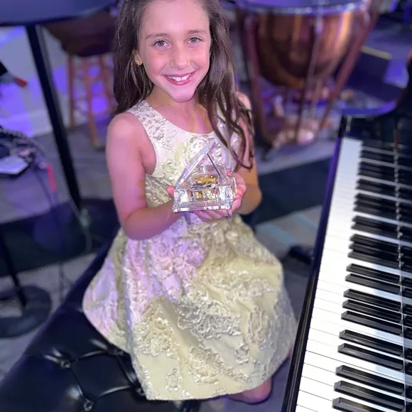Hannah Banana Gold Elegant Shimmer Floral Girl’s Dress