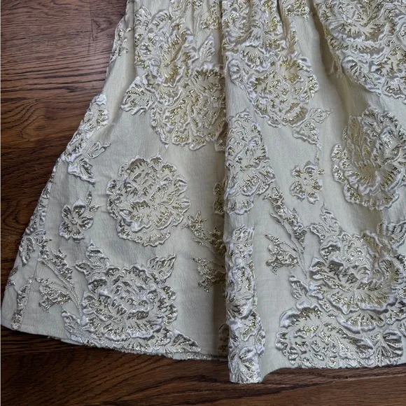 Hannah Banana Gold Elegant Shimmer Floral Girl’s Dress