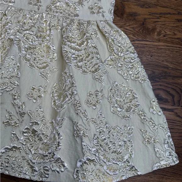 Hannah Banana Gold Elegant Shimmer Floral Girl’s Dress