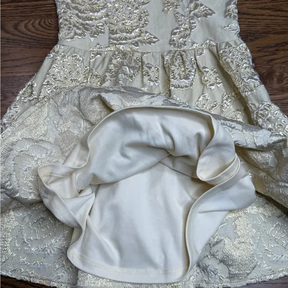 Hannah Banana Gold Elegant Shimmer Floral Girl’s Dress