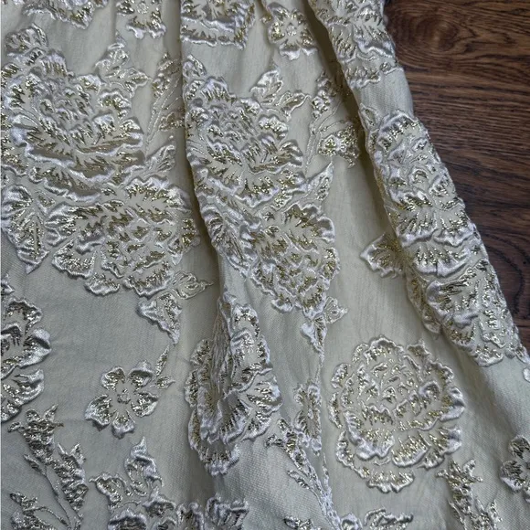 Hannah Banana Gold Elegant Shimmer Floral Girl’s Dress