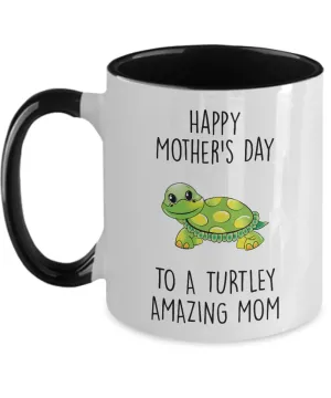 Happy Mother's Day to a Turtley Amazing Mom Two-Tone Mug Coffee Cup Funny Gift