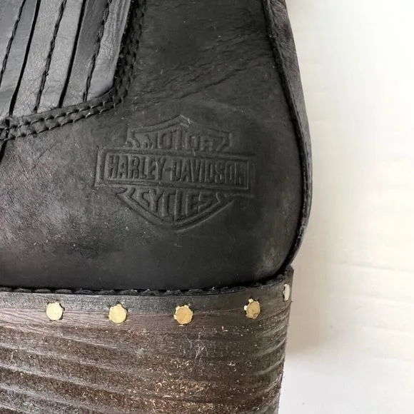 Harley Davidson Boots Women 8 Leather Chelsea Ankle Block Heel Bike Moto Cruise