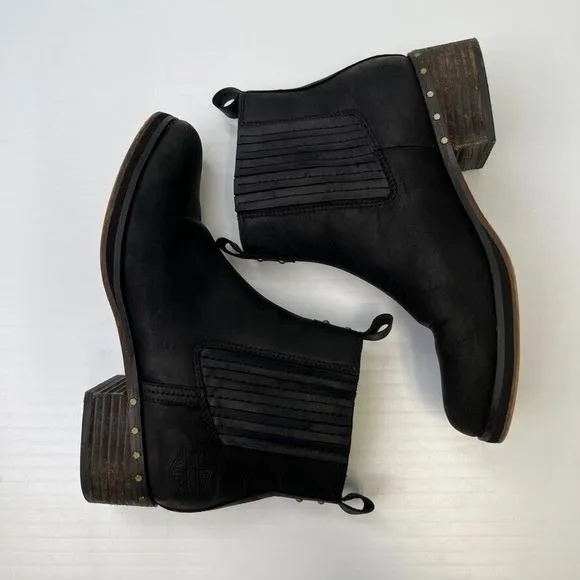 Harley Davidson Boots Women 8 Leather Chelsea Ankle Block Heel Bike Moto Cruise