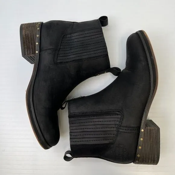 Harley Davidson Boots Women 8 Leather Chelsea Ankle Block Heel Bike Moto Cruise