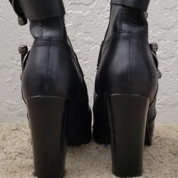 Harley-Davidson Marissa Platform Heeled Boots Full Grain Leather Boots S…