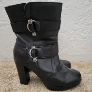 Harley-Davidson Marissa Platform Heeled Boots Full Grain Leather Boots S…