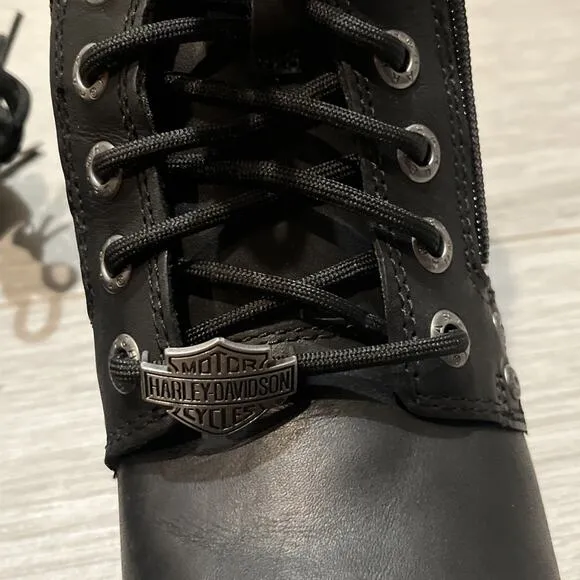 Harley Davidson Woman 9M Black Boots Inman Mills Motorcycle Boots D83877