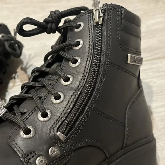 Harley Davidson Woman 9M Black Boots Inman Mills Motorcycle Boots D83877