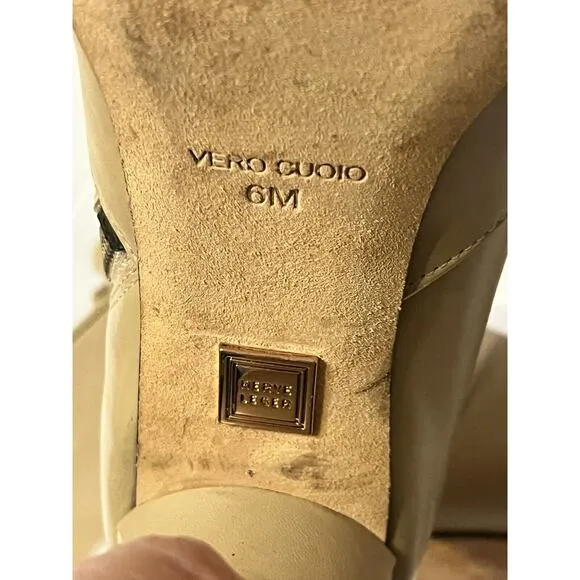 HERVE LEGER Mercer Leather Ankle Boots •6•Sculpture Heel Beige Nude Platform Zip