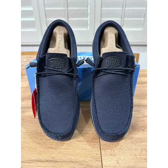 Hey Dude Wally Funk Mono Slip-On Casual Shoes Navy Blue Size 11 M 44 EU NIB