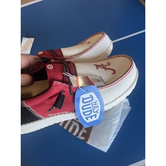 Hey Dude Wally Tri Alabama Crimson Tide Shoes White Red Men's‎ Size 14