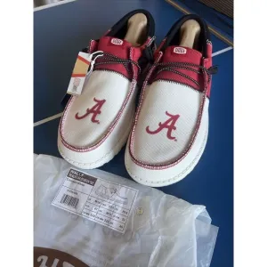 Hey Dude Wally Tri Alabama Crimson Tide Shoes White Red Men's‎ Size 14