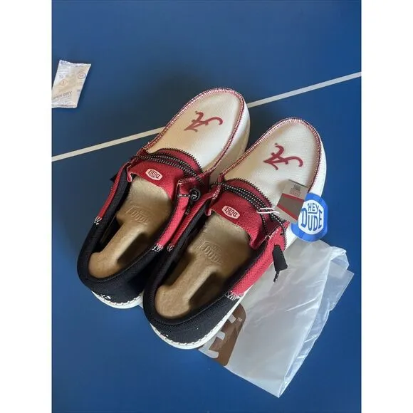 Hey Dude Wally Tri Alabama Crimson Tide Shoes White Red Men's‎ Size 14