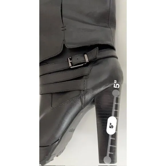 Hinge black leather boots. Size 6.5