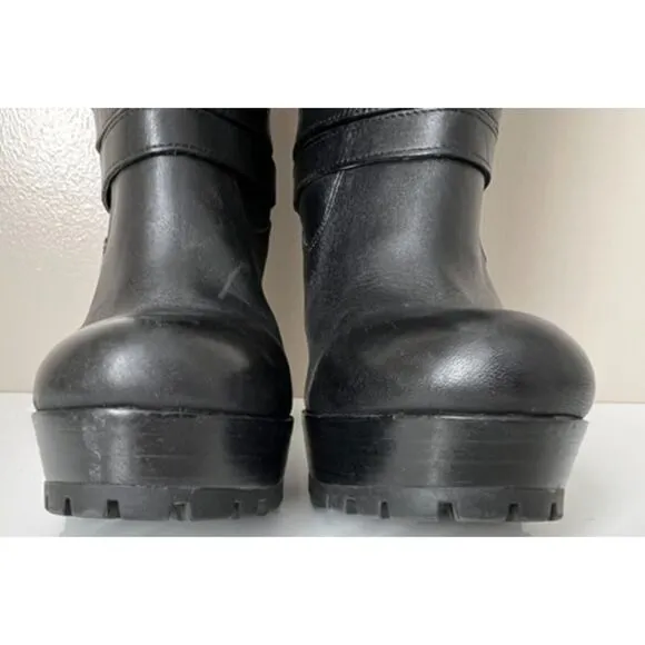 Hinge black leather boots. Size 6.5