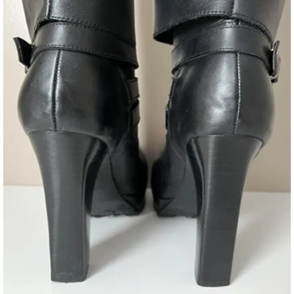 Hinge black leather boots. Size 6.5