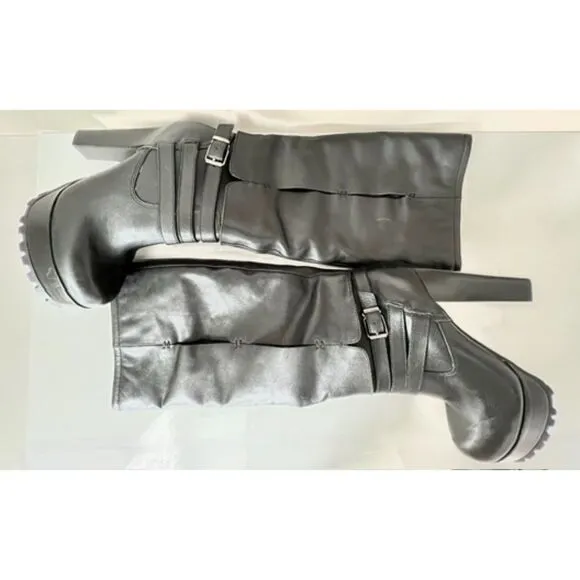 Hinge black leather boots. Size 6.5