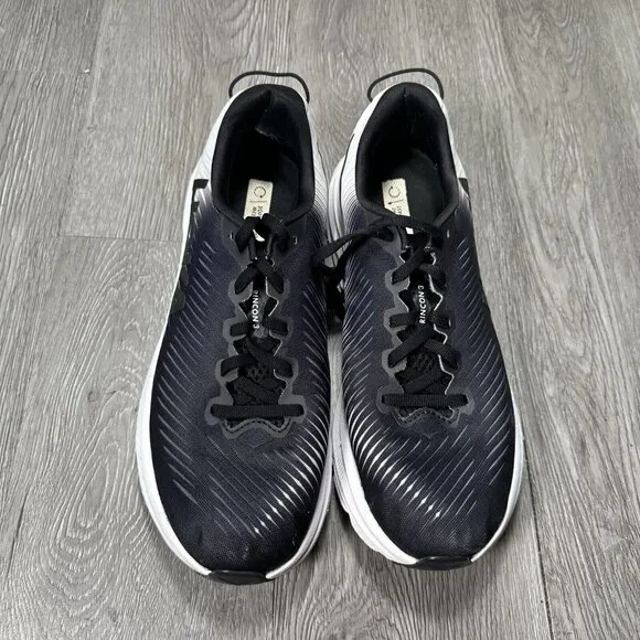 Hoka One One Womens Rincon 3 1119396 BWHT Black Running Shoes Sneakers Sz 9.5 B