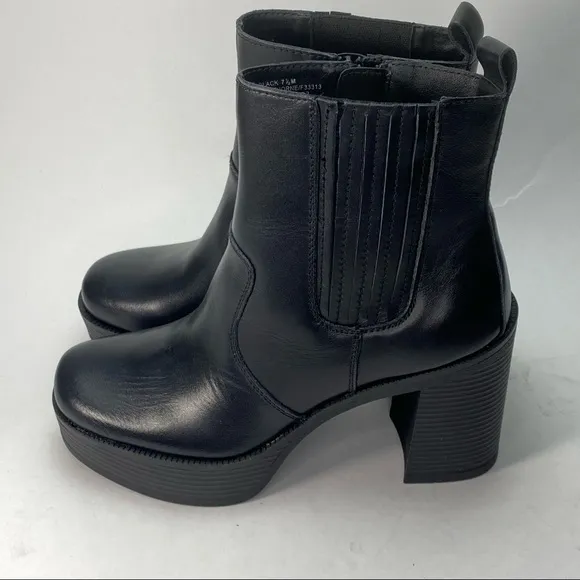 House of Harlow 1960 Leather Platform Chunky Block Heel Boots Edgy Grunge Retro