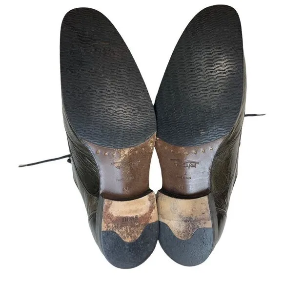 Hugo Boss Handcrafted Brown Leather Men's Derby Lace Up Dress Shoes 41 / 8