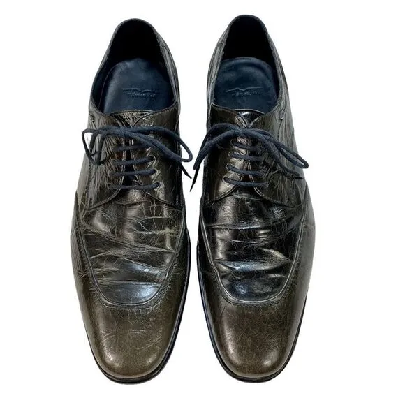 Hugo Boss Handcrafted Brown Leather Men's Derby Lace Up Dress Shoes 41 / 8
