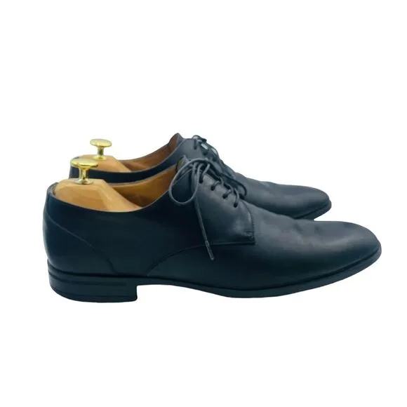 HUGO BOSS Men's Black Leather Lace Up Oxford Dress Shoes US 8