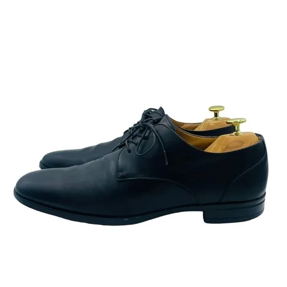 HUGO BOSS Men's Black Leather Lace Up Oxford Dress Shoes US 8