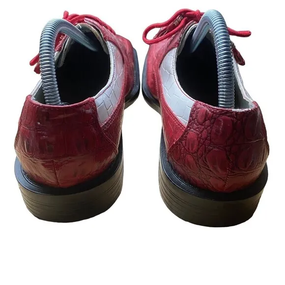 Hugo Vitelli Mens Dress Shoes Red White Animal Print Mens Size 9
