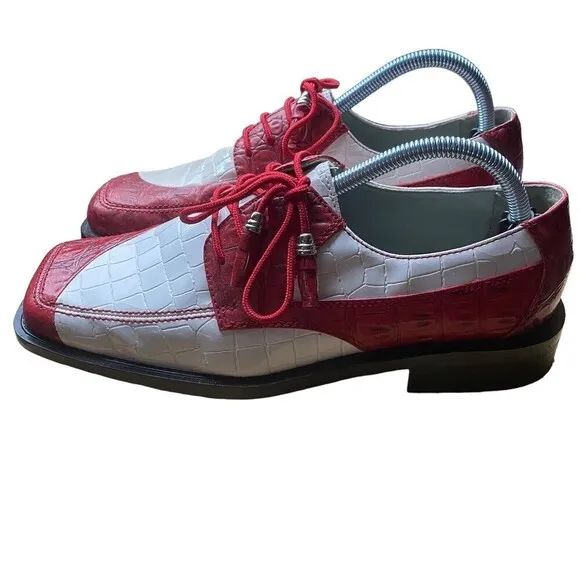Hugo Vitelli Mens Dress Shoes Red White Animal Print Mens Size 9