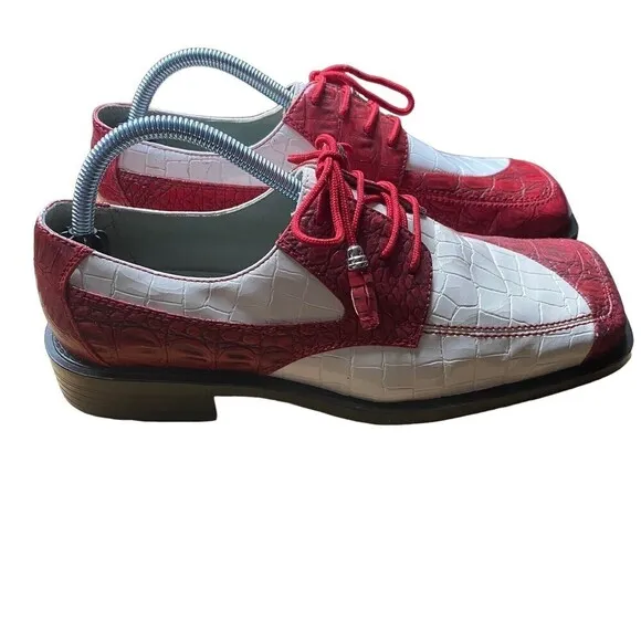 Hugo Vitelli Mens Dress Shoes Red White Animal Print Mens Size 9