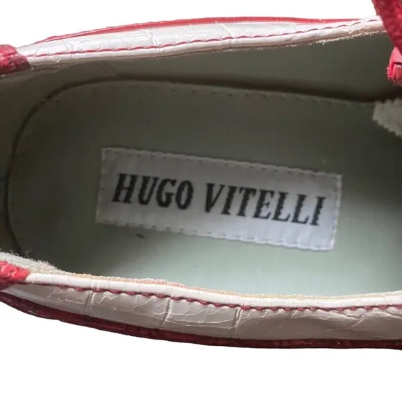 Hugo Vitelli Mens Dress Shoes Red White Animal Print Mens Size 9