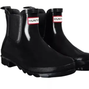 Hunter kids shiny black boots 2B/3G