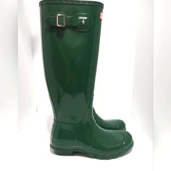 Hunter Original Tall Boots, Green, Size 8| EUR 39