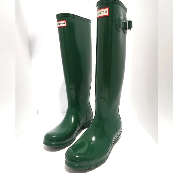 Hunter Original Tall Boots, Green, Size 8| EUR 39
