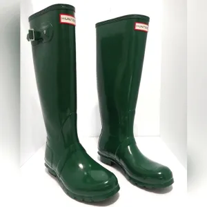 Hunter Original Tall Boots, Green, Size 8| EUR 39