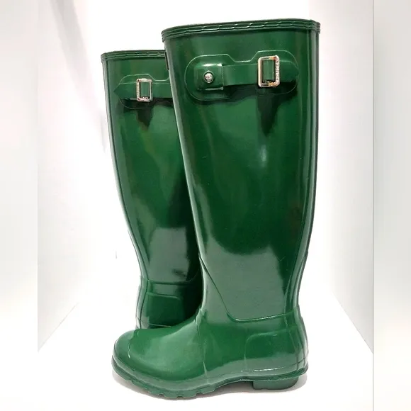 Hunter Original Tall Boots, Green, Size 8| EUR 39