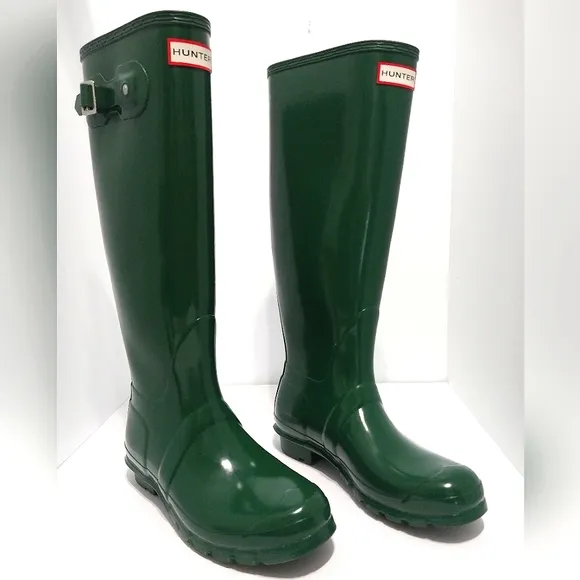 Hunter Original Tall Boots, Green, Size 8| EUR 39