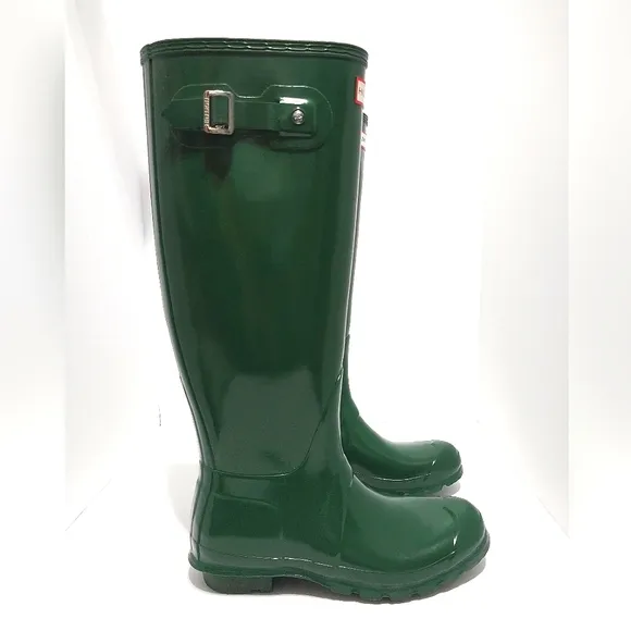 Hunter Original Tall Boots, Green, Size 8| EUR 39